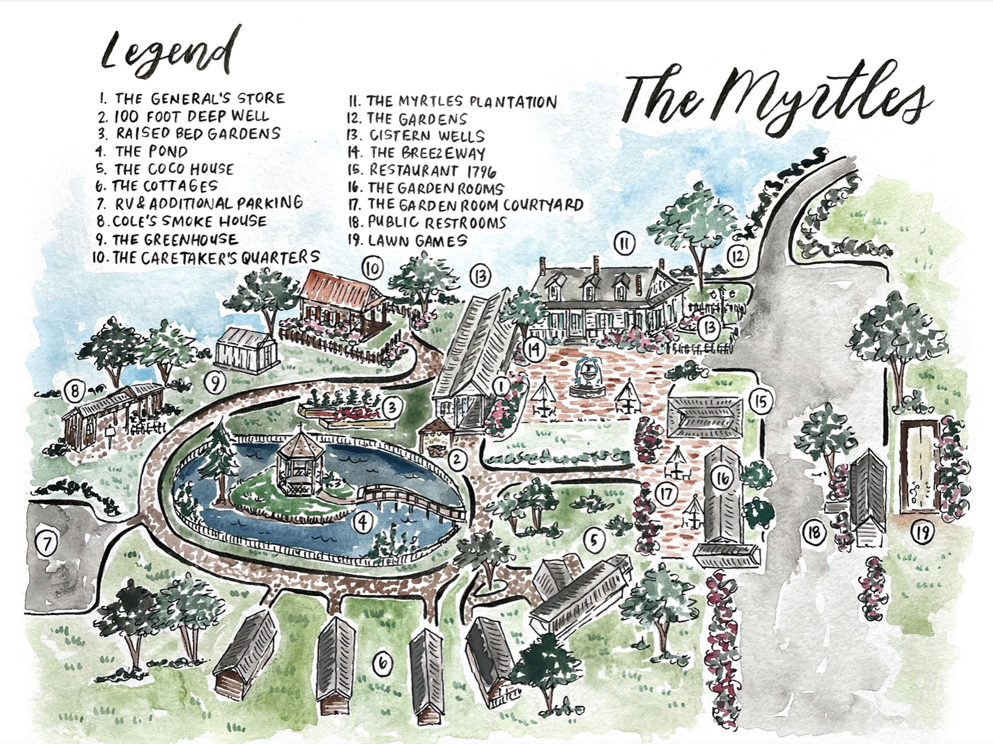 Myrtles Plantation grounds map
